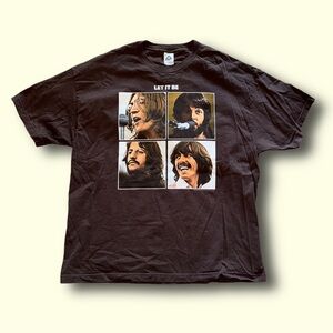Vintage 2004 The Beatles T-shirt Let It Be Apple Corp Size XXL Brown